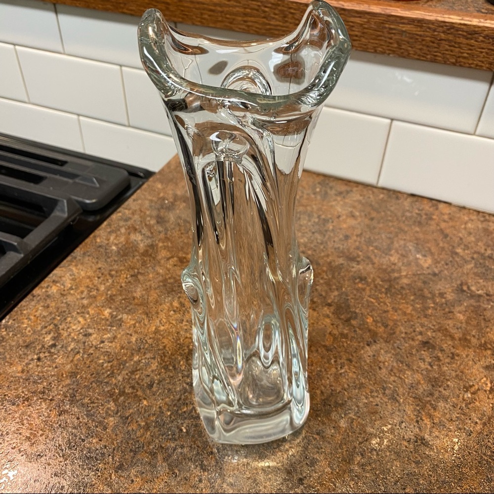 Clear Art Glass Swung Vase